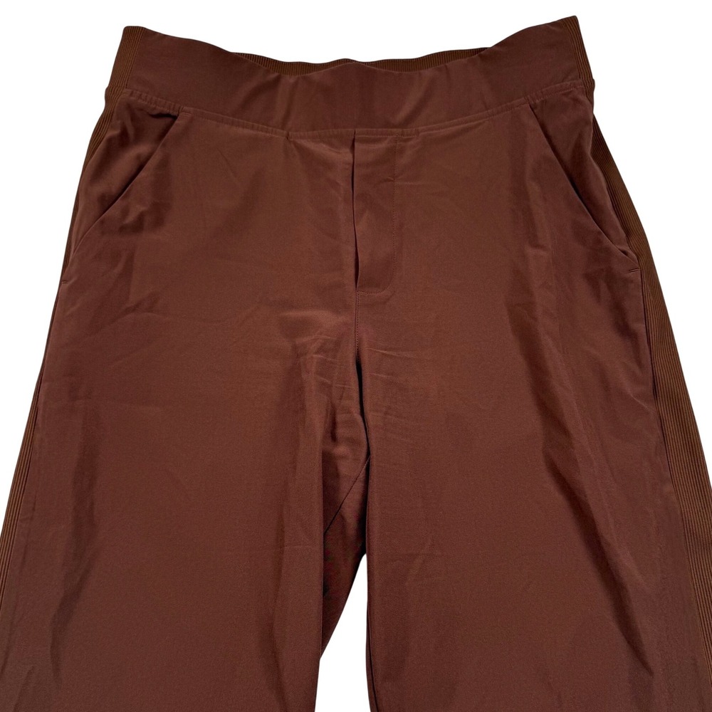 Athleta Brooklyn Ankle Pant Womens 6 Brown Ribbed Side Panel Stretch Tapered Leg